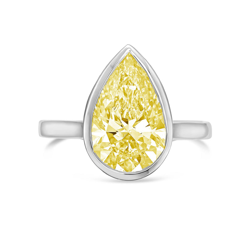 Lab-Grown Yellow Pear Bezel Engagement Ring, 14k Gold