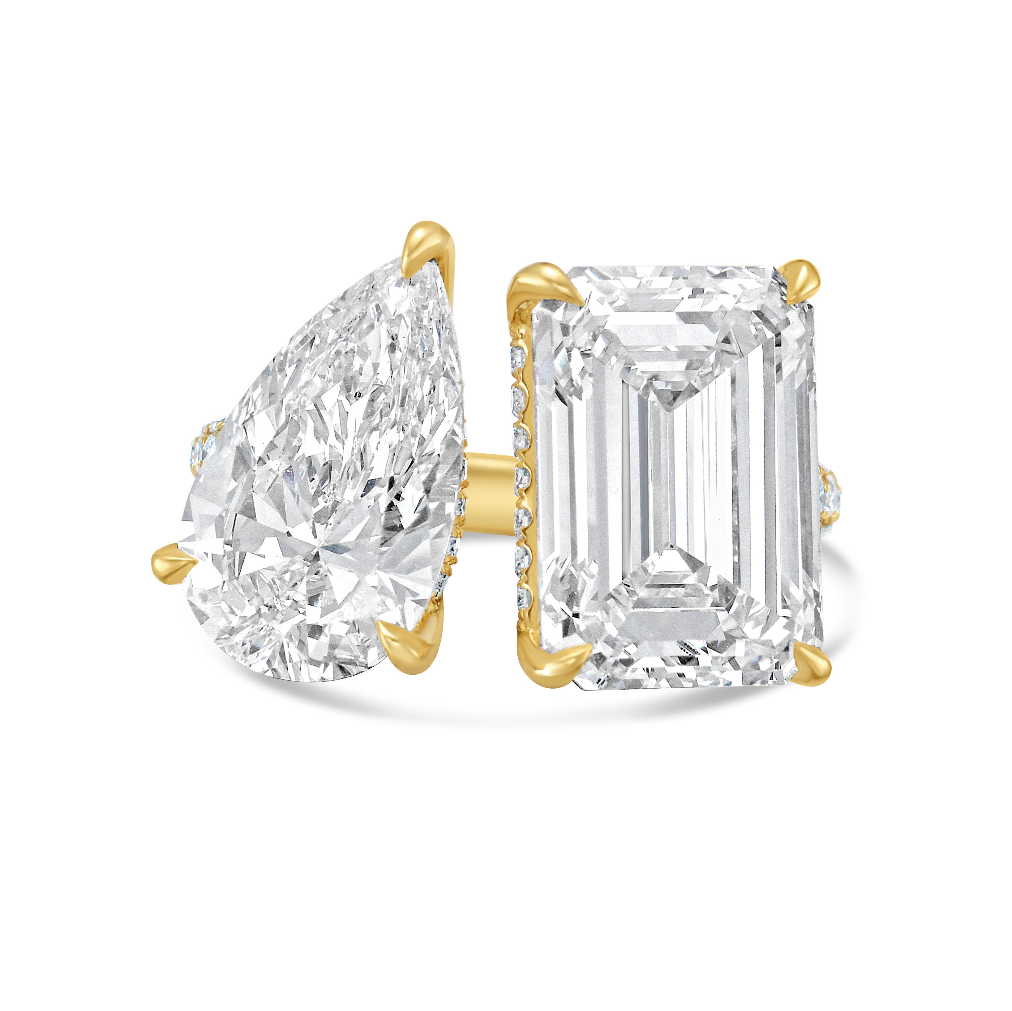 Lab Grown Pear And Emerald Diamond Ring