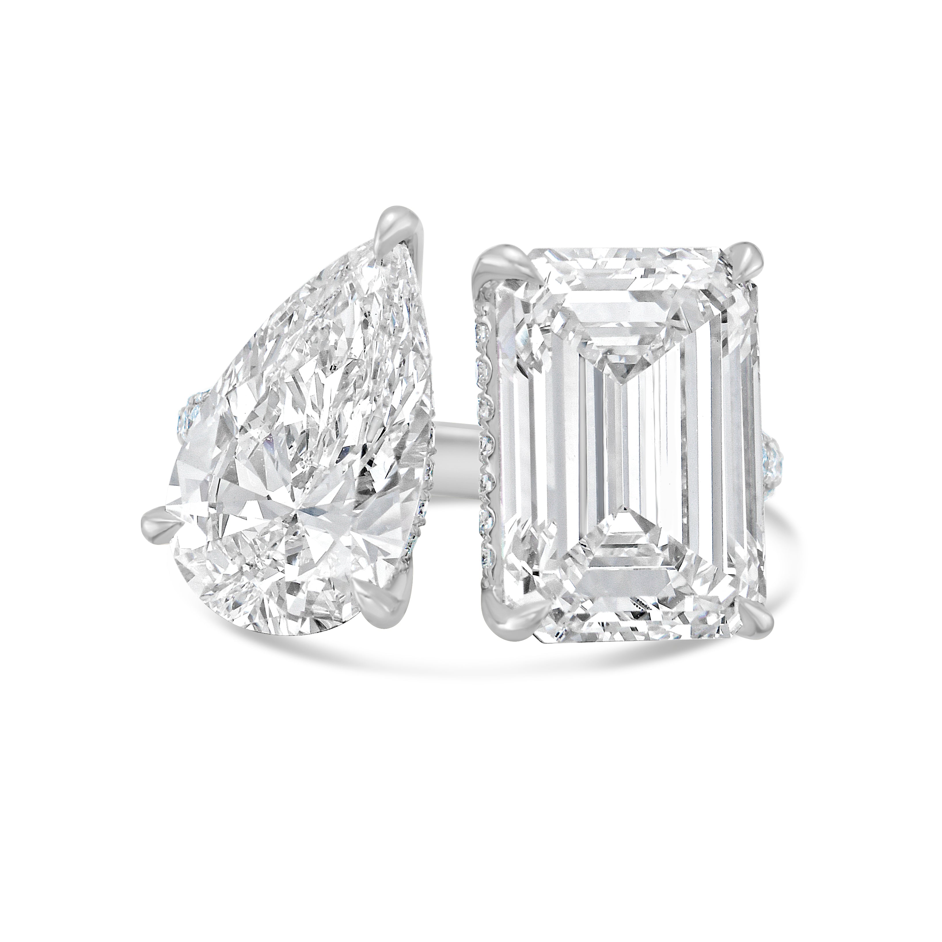 Lab Grown Pear And Emerald Diamond Ring | Diana M Jewels all