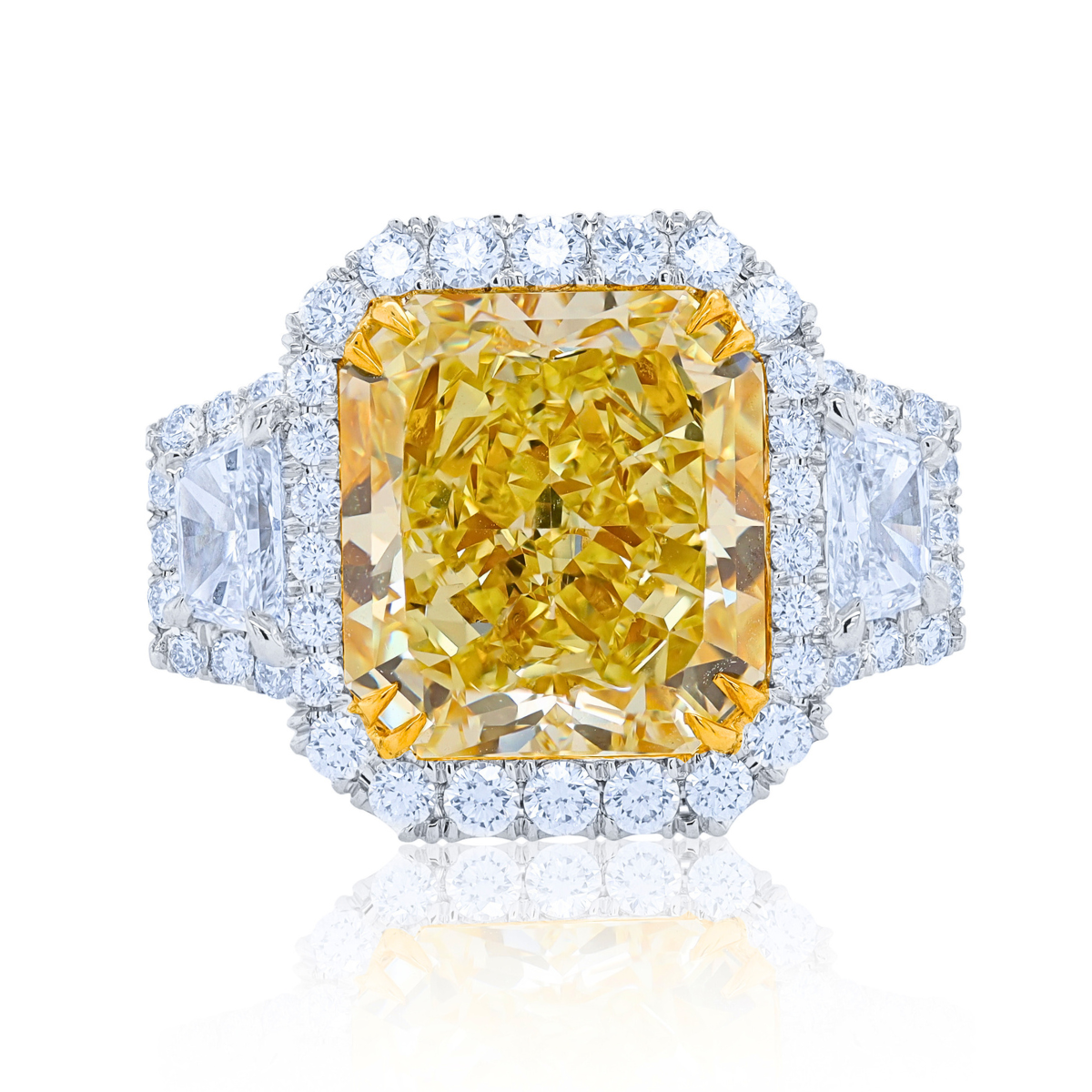 Radiant Cut With Side Trapezoid and Round Diamonds Ring