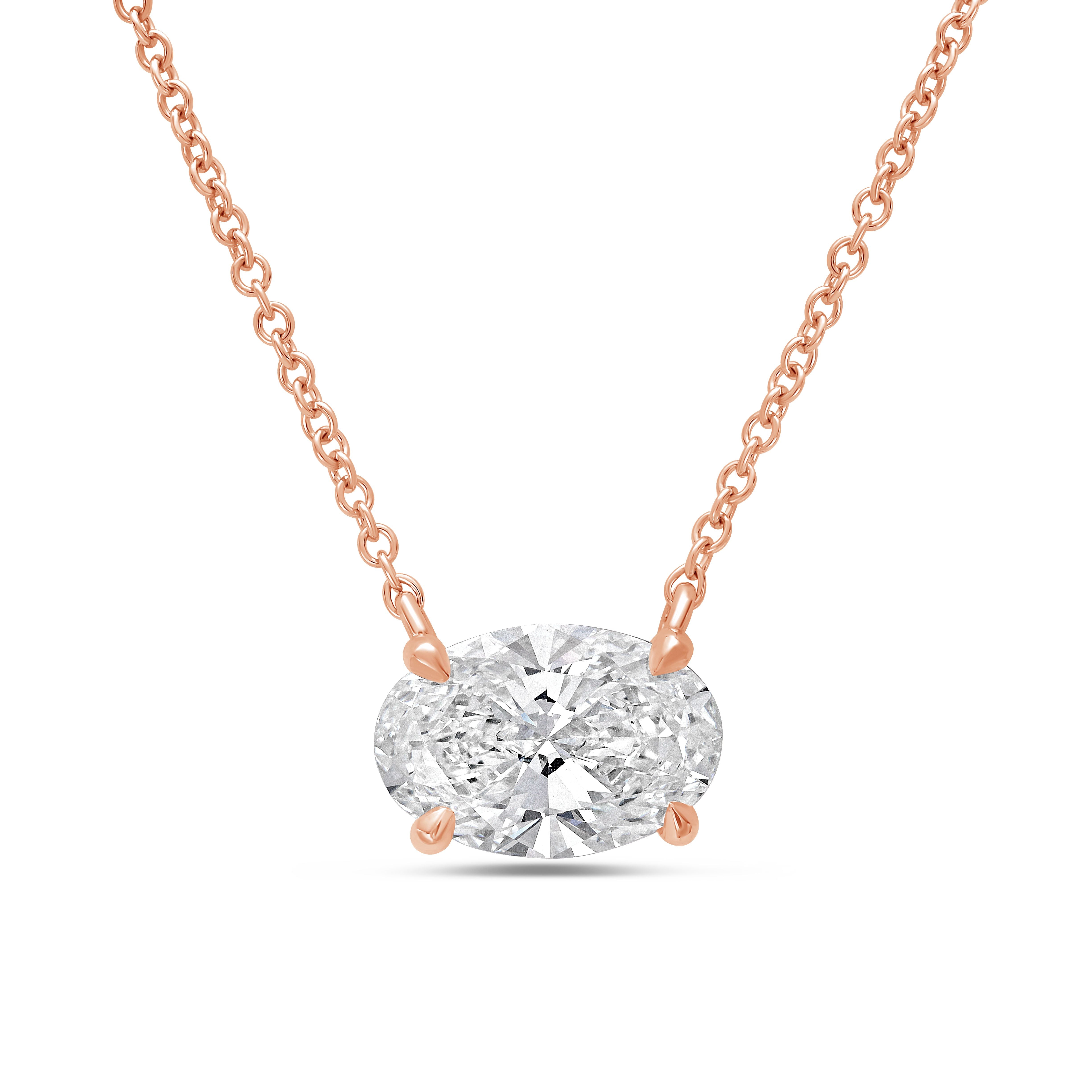Rose gold necklace with a heart-shaped diamond pendant
