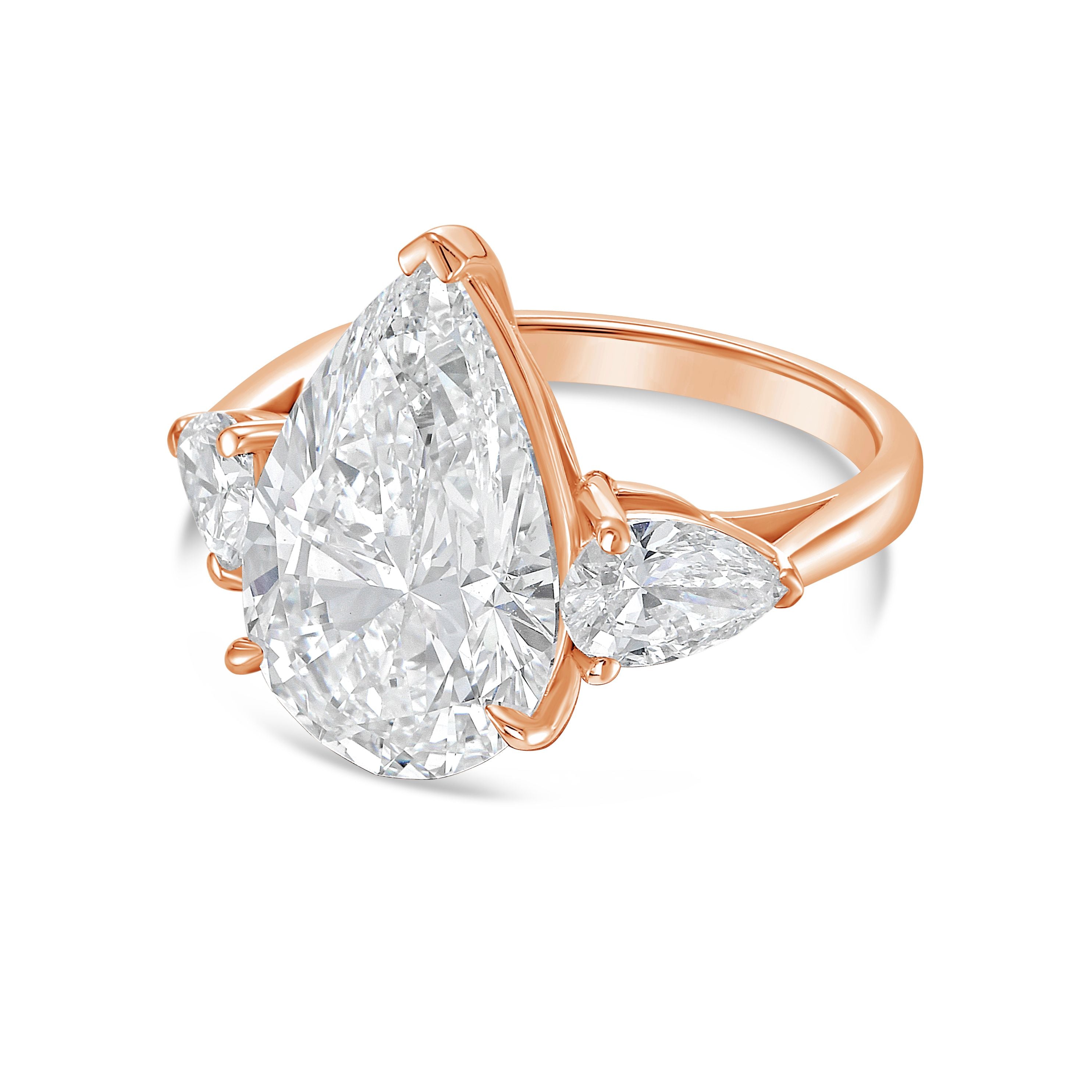 Lab Grown Triple Pear Cut Diamond Engagement Ring