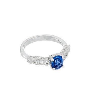 Sapphire Diamond Art Deco Ring