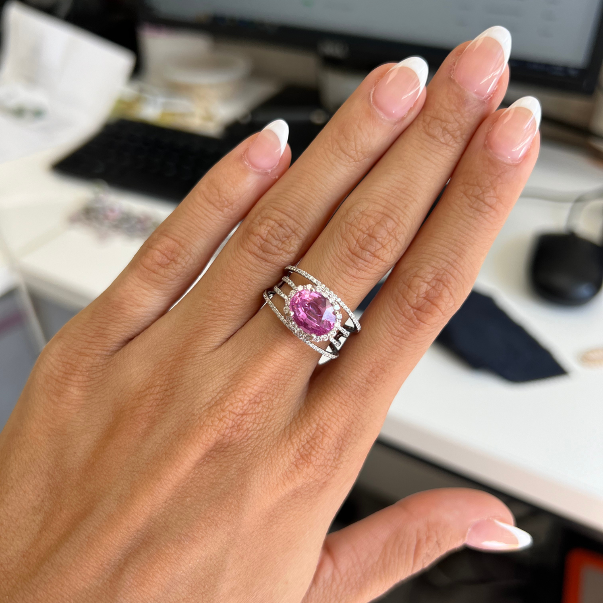 Pink Sapphire Oval Ring