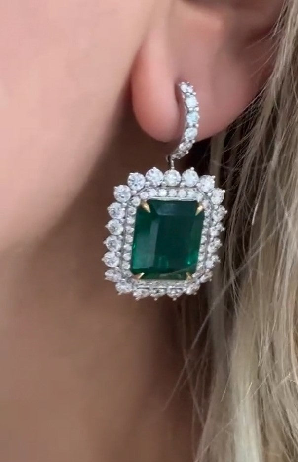 Emerald Art Deco Drop Earrings