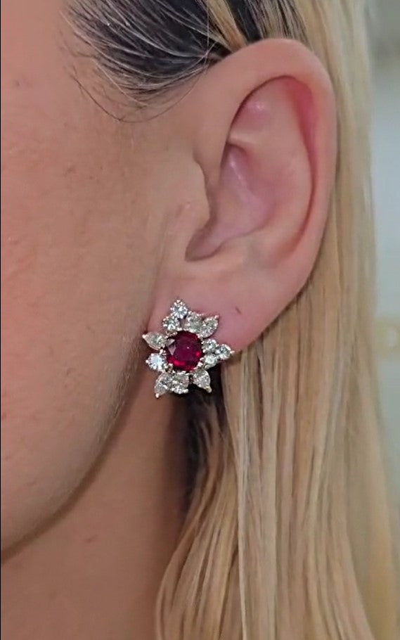 Ruby Diamond Snowflake Studs