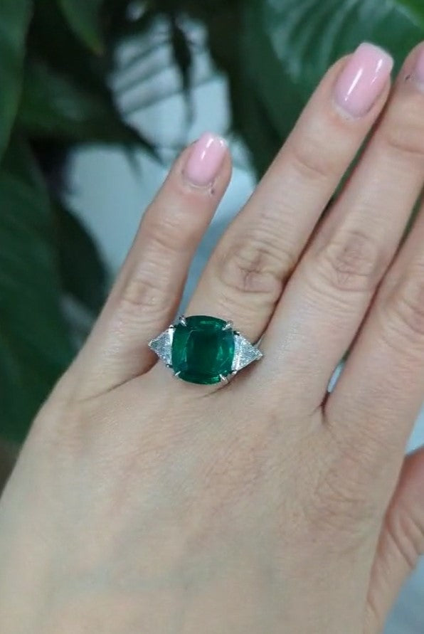 Three Stone Emerald Ring