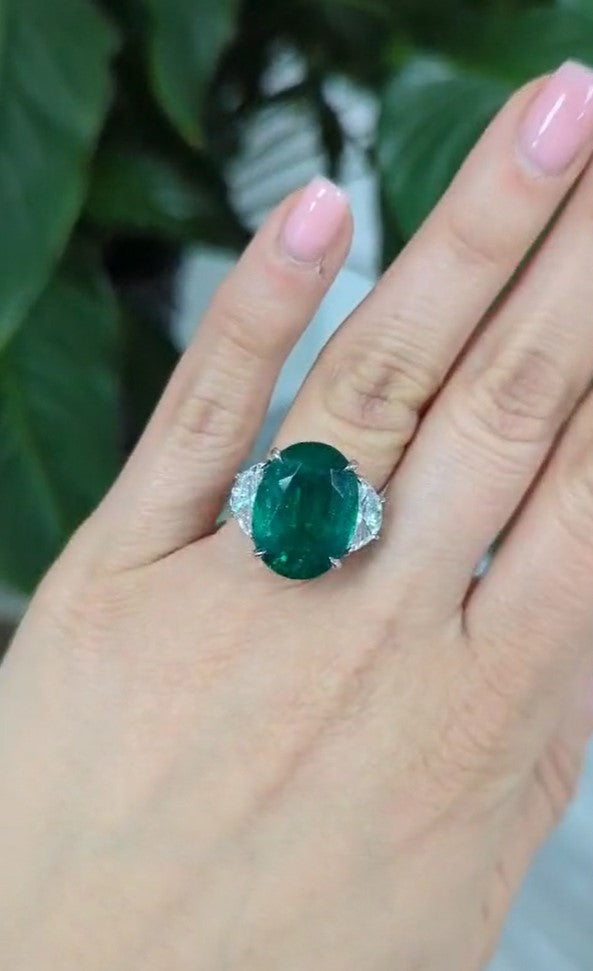 Emerald Three Stone Ring