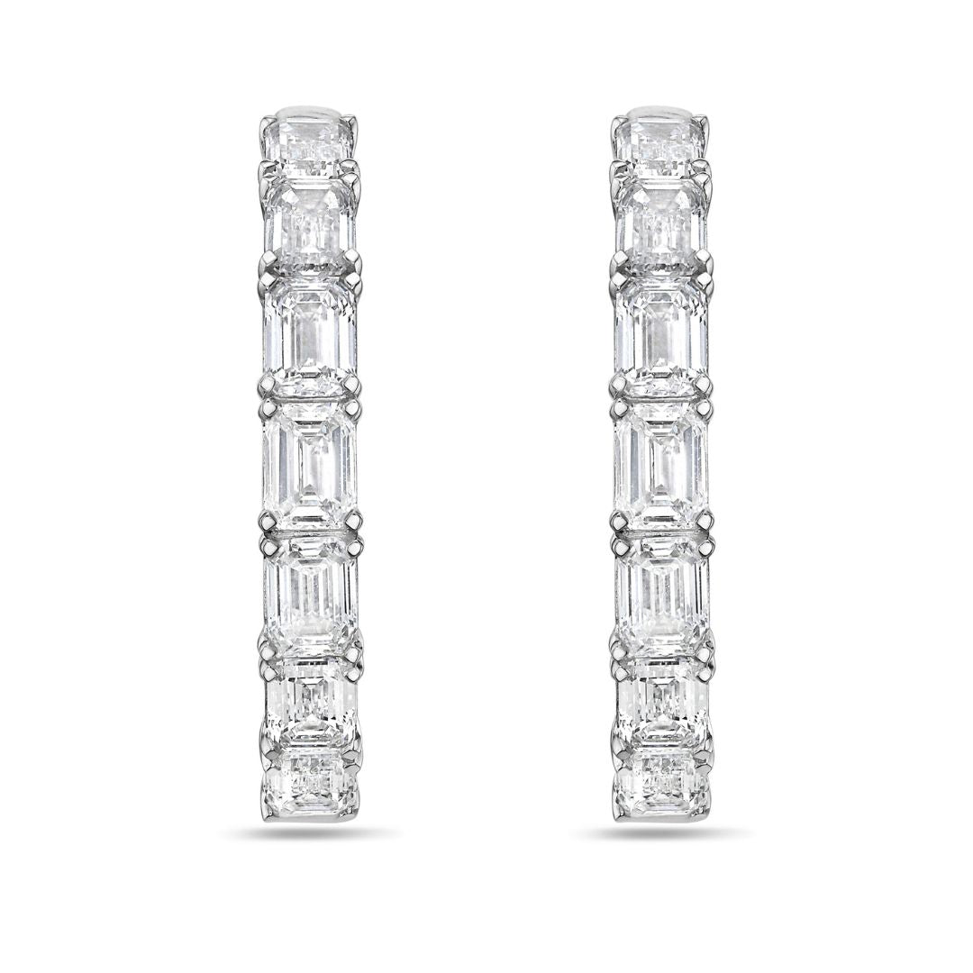 Lab Grown Emerald Cut Hoops