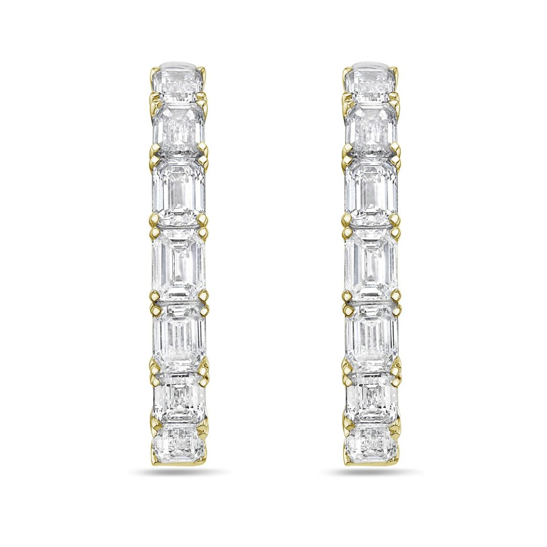 Lab Grown Emerald Cut Hoops