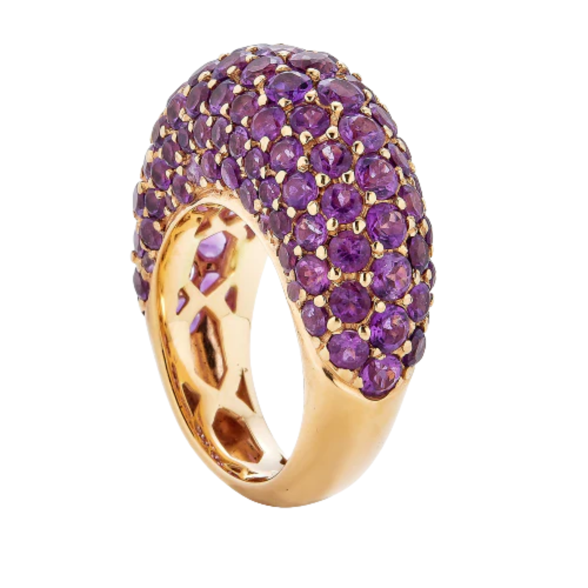 Statement ring with 7.80ct round amethyst stones