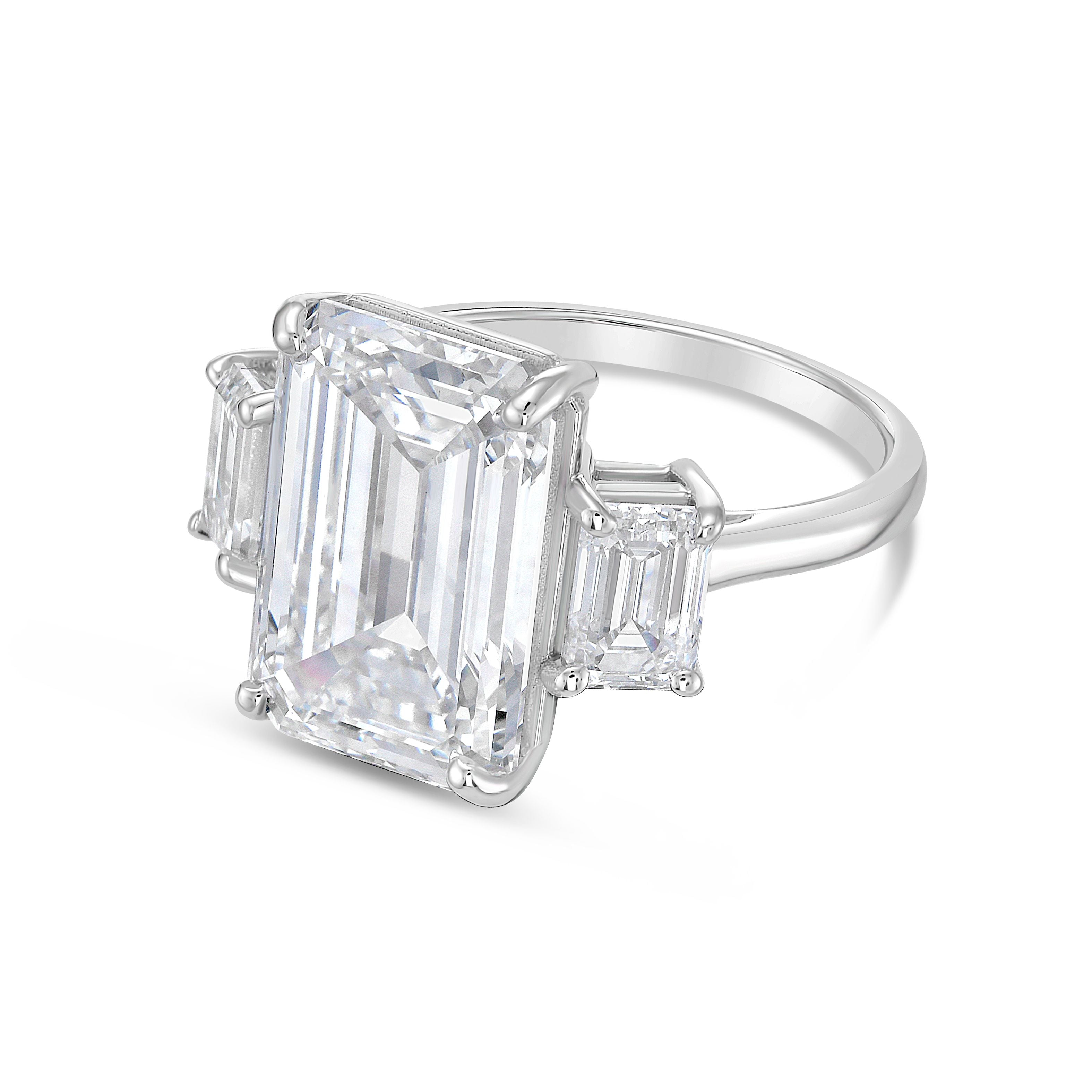 Lab Grown Three Emerald Cut Diamond Ring