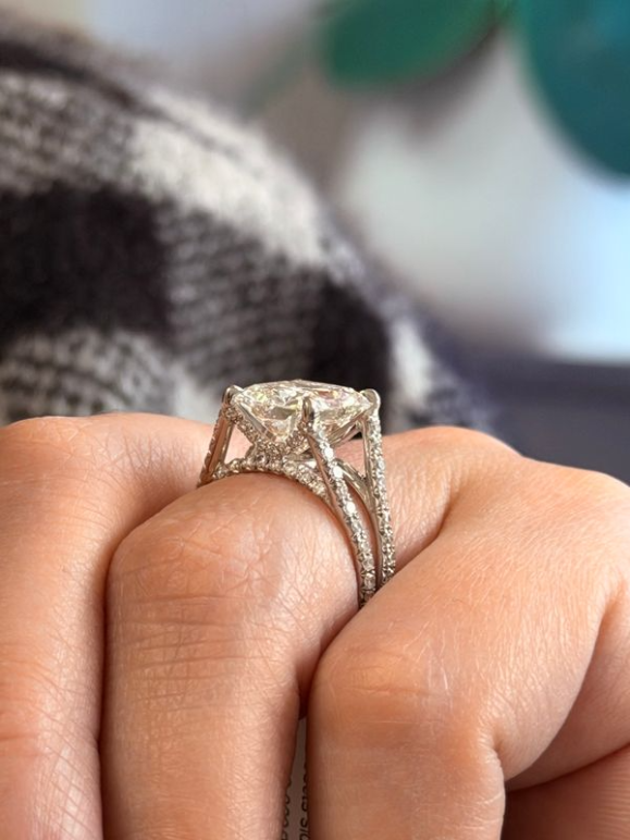 Radiant Cut Three Stone Split Shank Diamond Ring