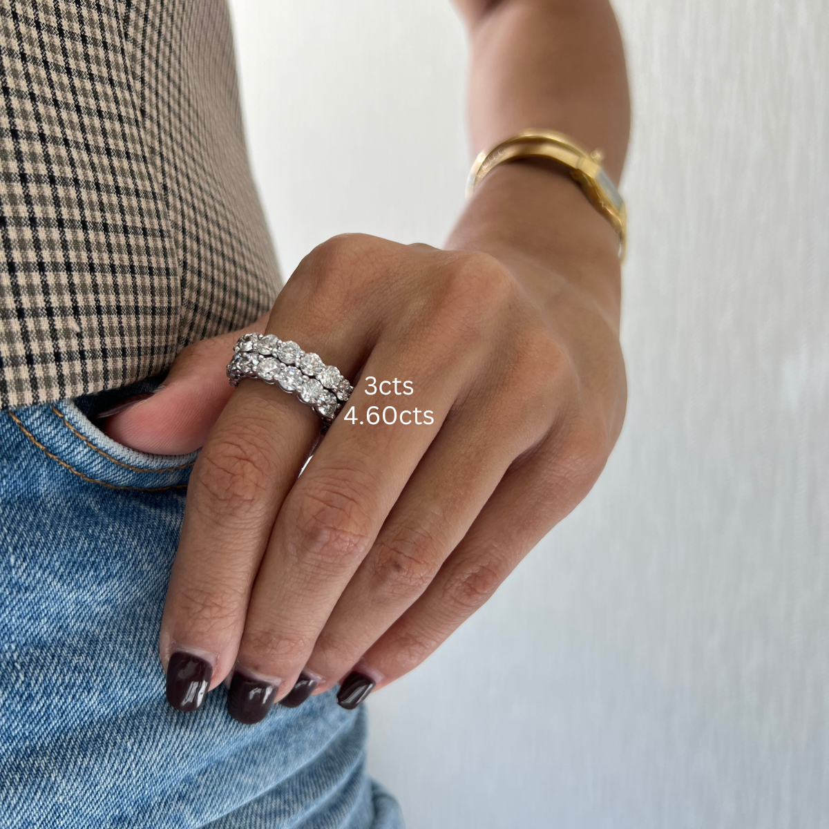 U-prong round diamond eternity band platinum