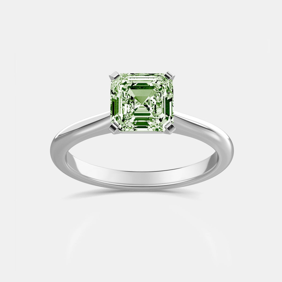 Lab-Grown Green Asscher-Cut Solitaire Diamond Engagement Ring, 14K Gold