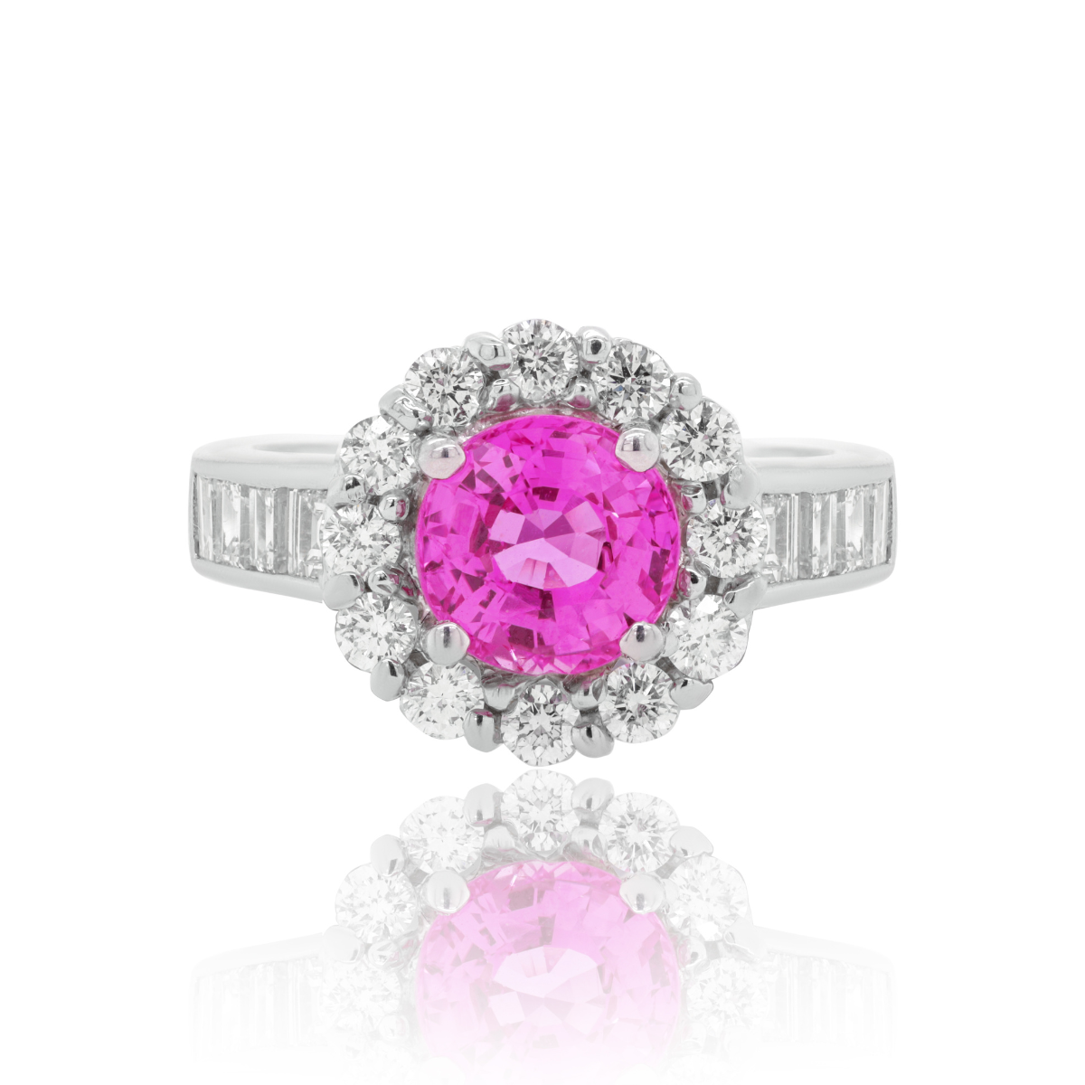 Pink Oval Sapphire Halo Ring
