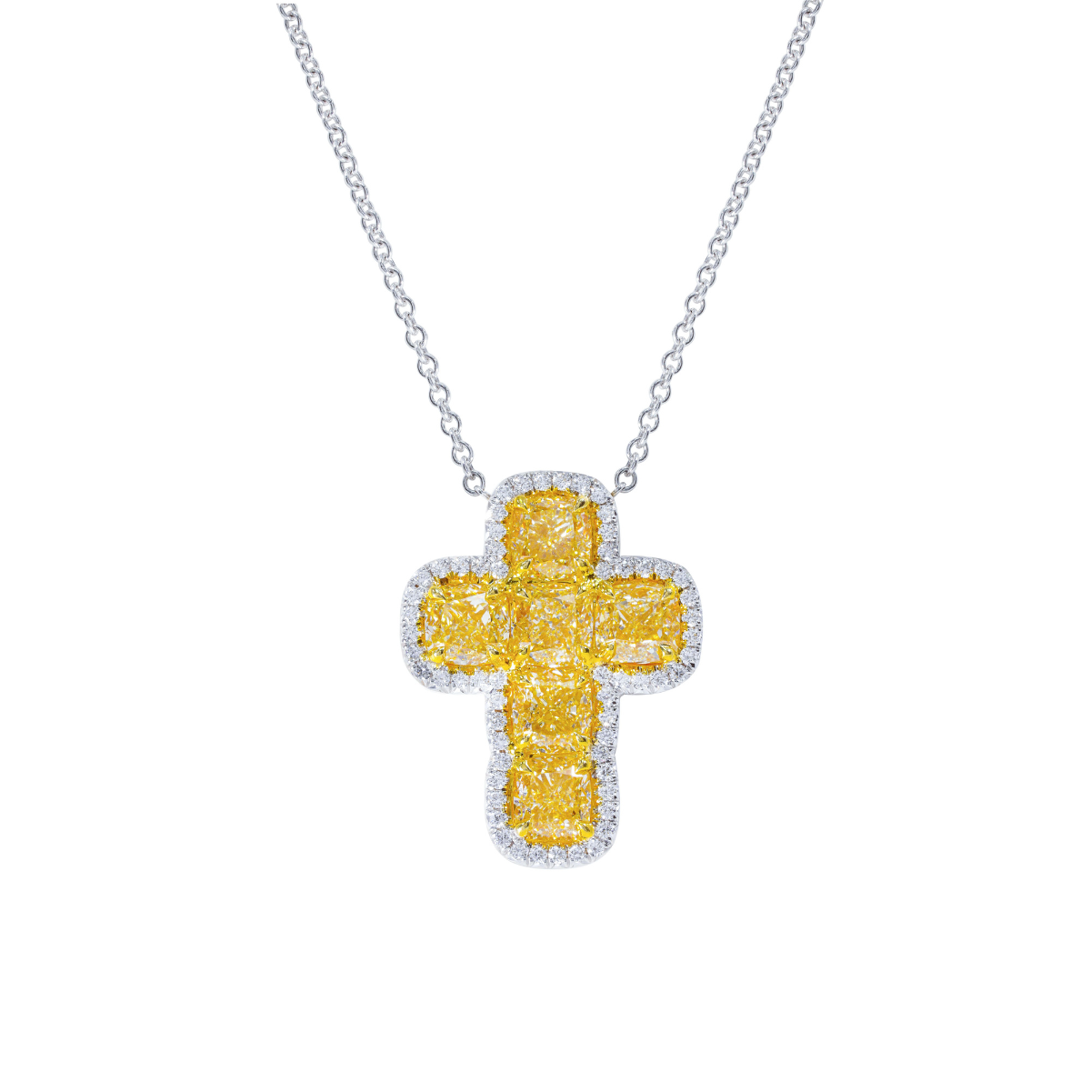 Fancy Yellow Diamond Cross Pendant