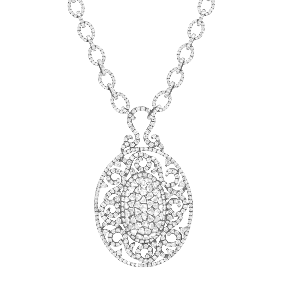12ct Rose Cut Diamond Necklace
