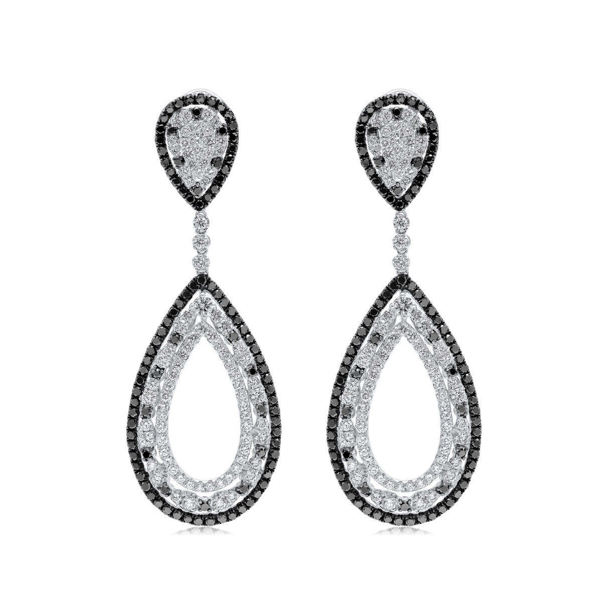 Double Drop Black and White Drop Earring