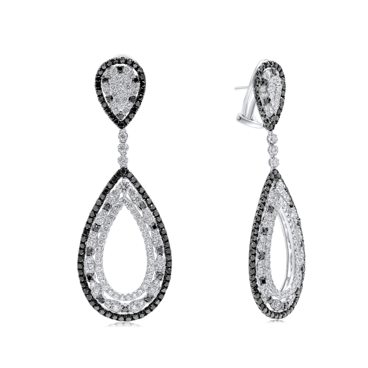 Double Drop Black and White Drop Earring