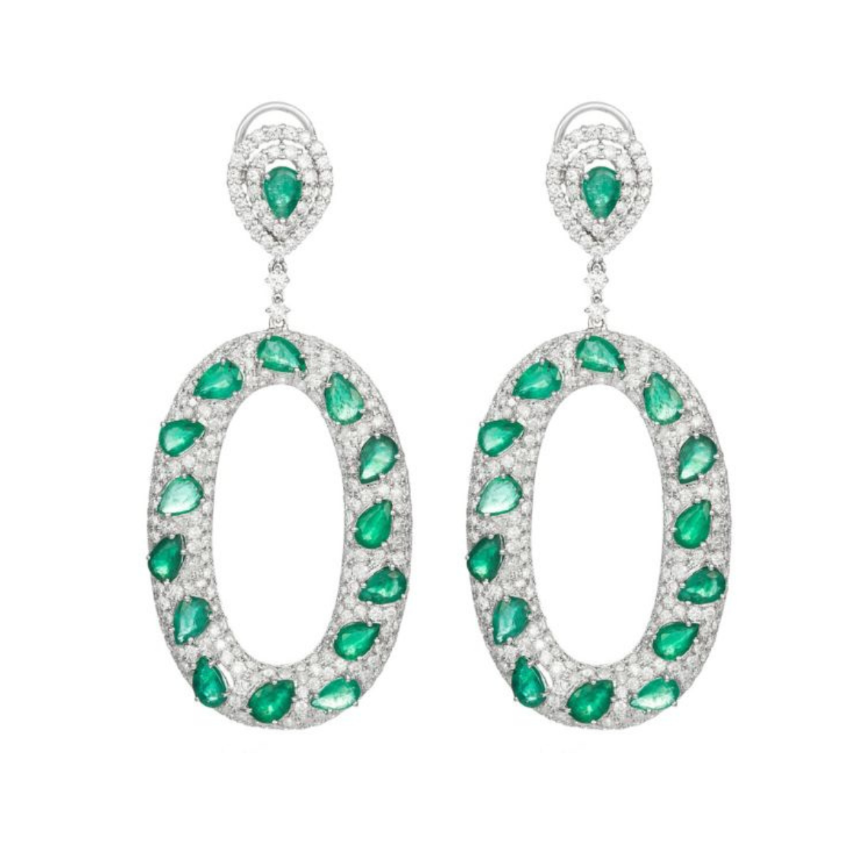 Emerald Rose Cut Bagel Drop Earrings