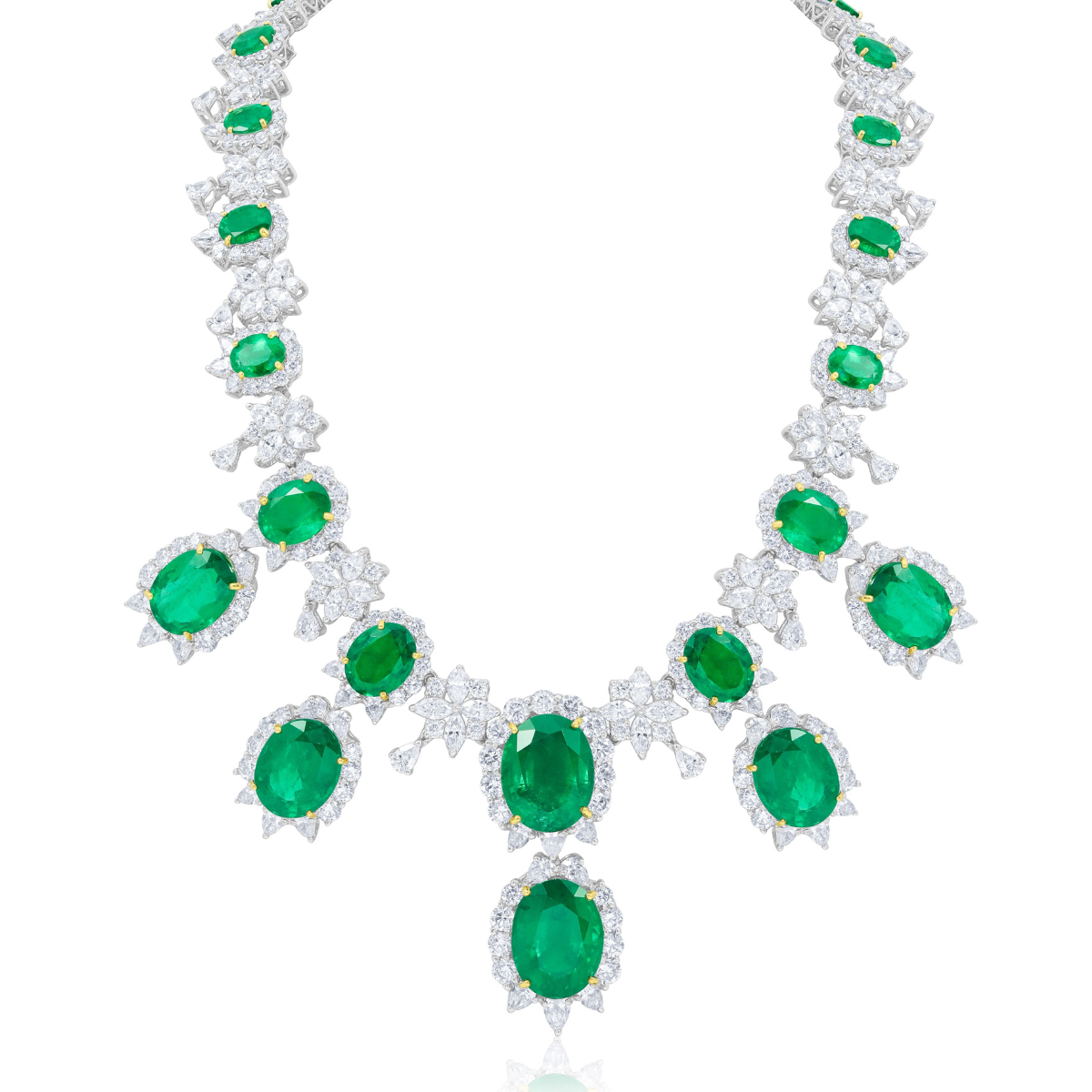 Emerald Halo Diamond Necklace