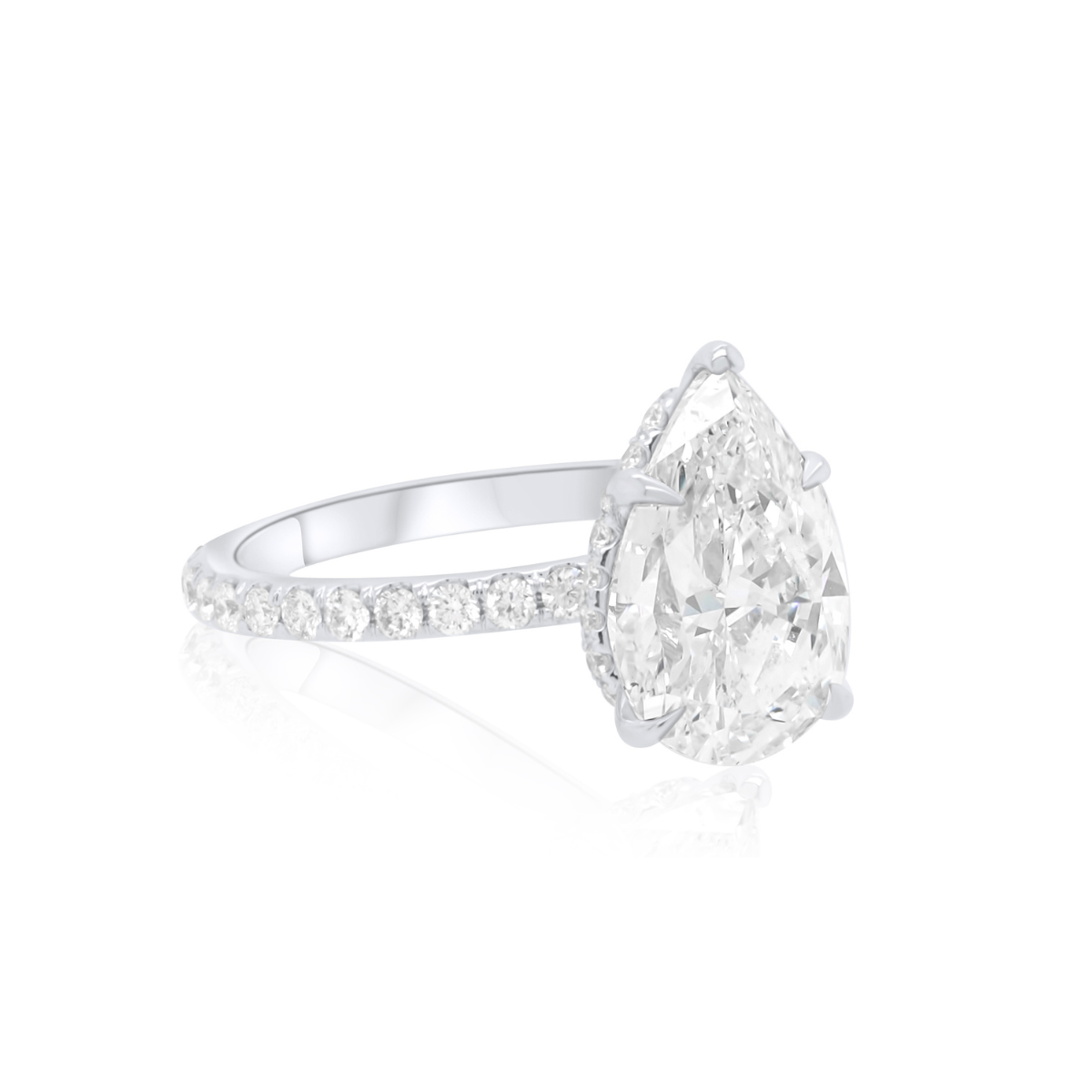 Hidden Halo Pear Shaped Engagement Ring