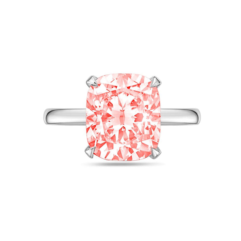Lab-Grown Pink Cushion-Cut Diamond Solitaire Engagement Ring, 14K Gold