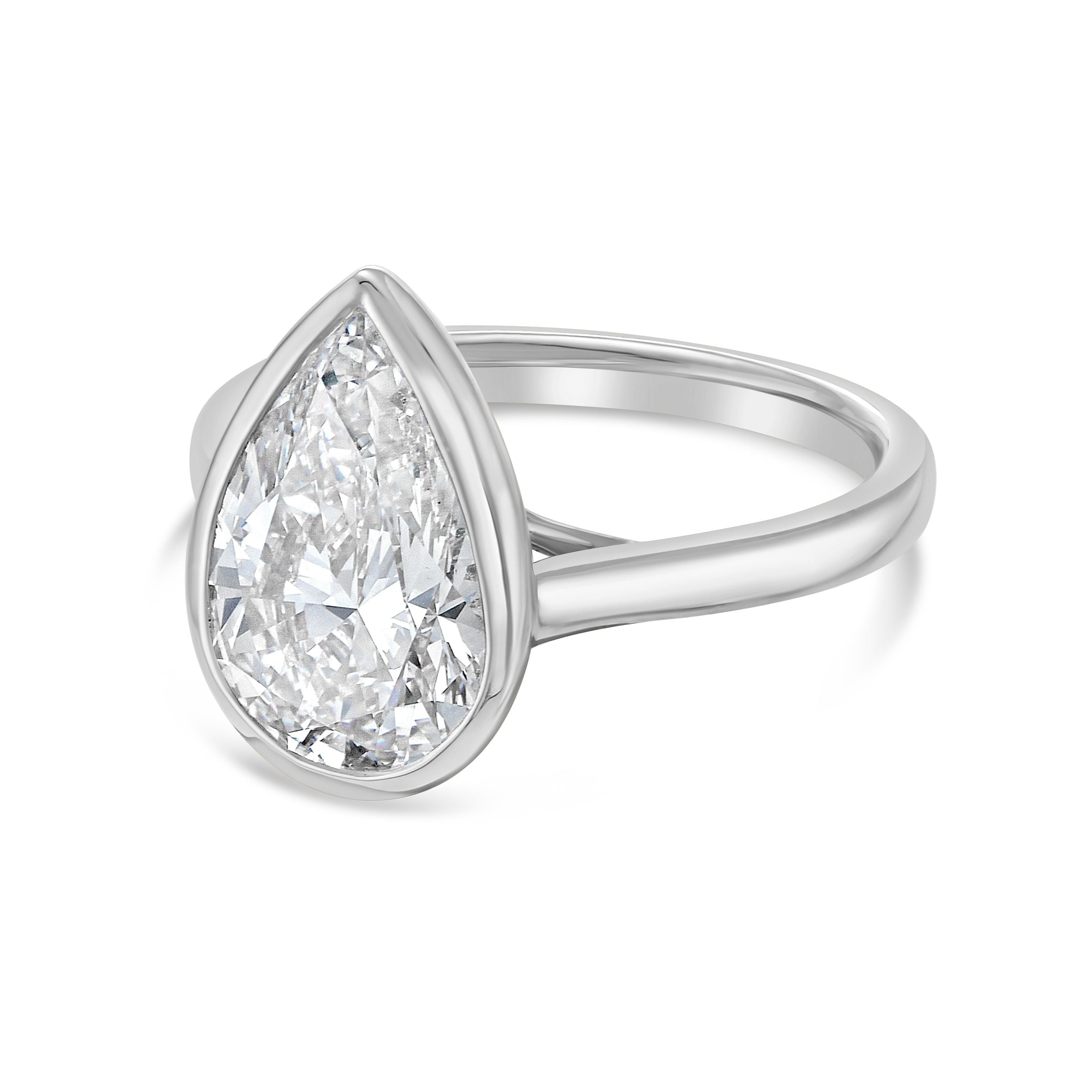 Lab-Grown Pear Bezel Ring