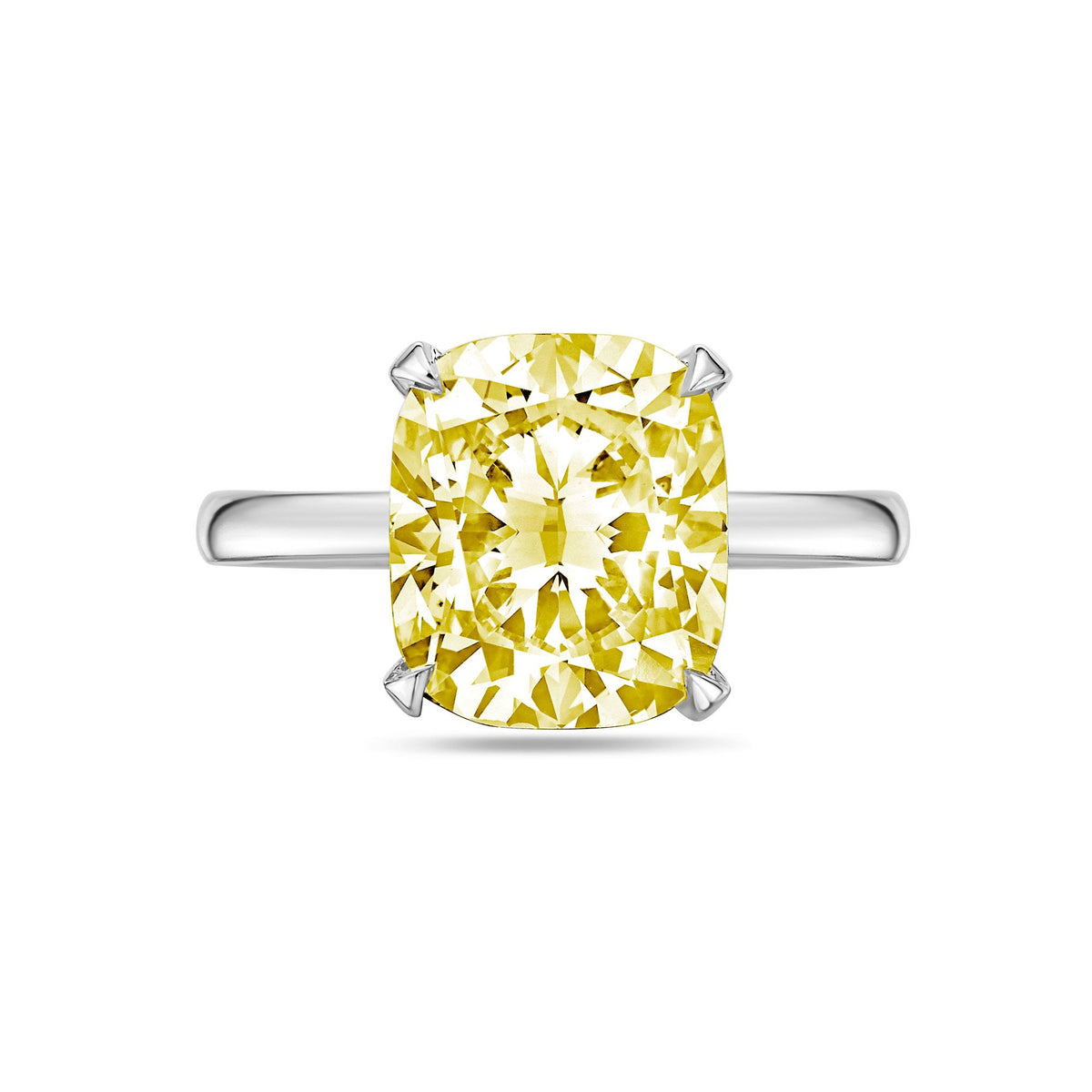 Lab-Grown Yellow Cushion-Cut Diamond Solitaire Engagement Ring, 14K Gold