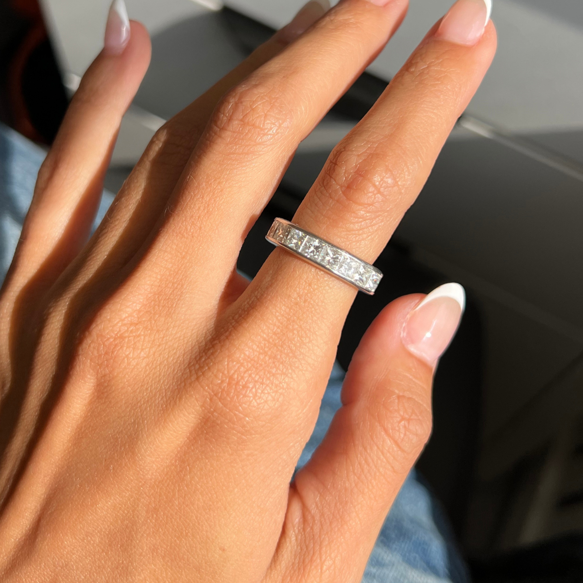 Princess Cut Channel Set Eternity Band