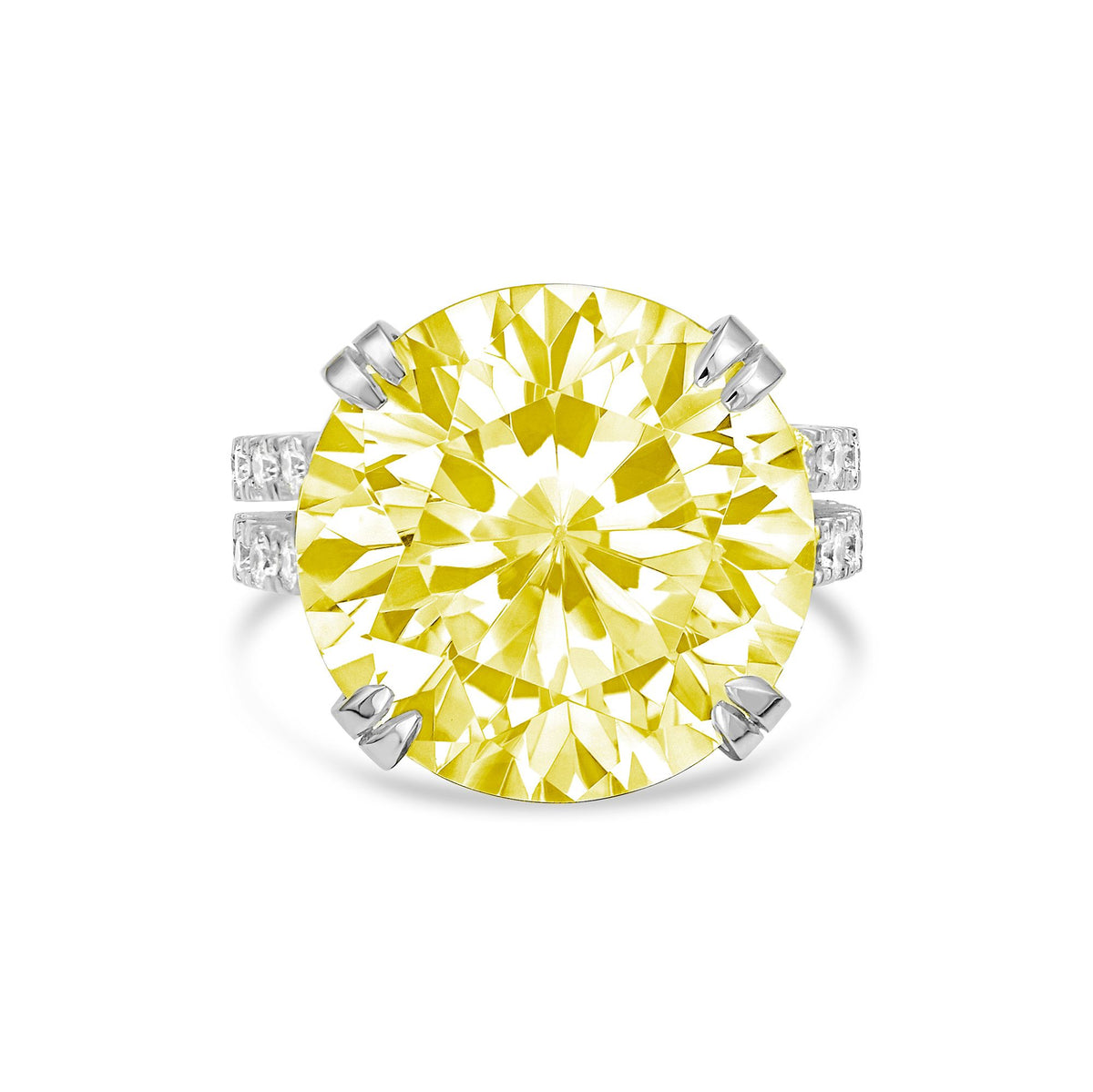 Lab-Grown Yellow Round Diamond Split Shank Engagement Ring, 14K Gold