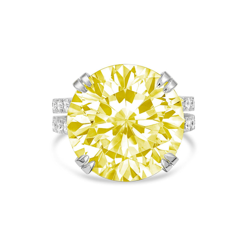 Lab-Grown Yellow Round Diamond Split Shank Engagement Ring, 14K Gold
