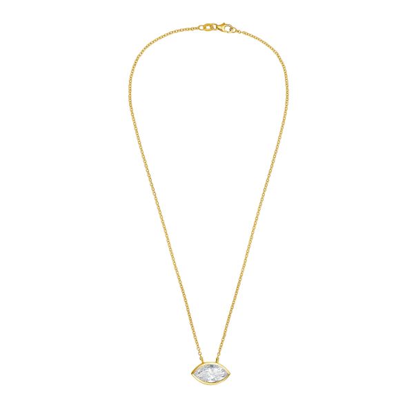Lab Grown Marquise Bezel Pendant