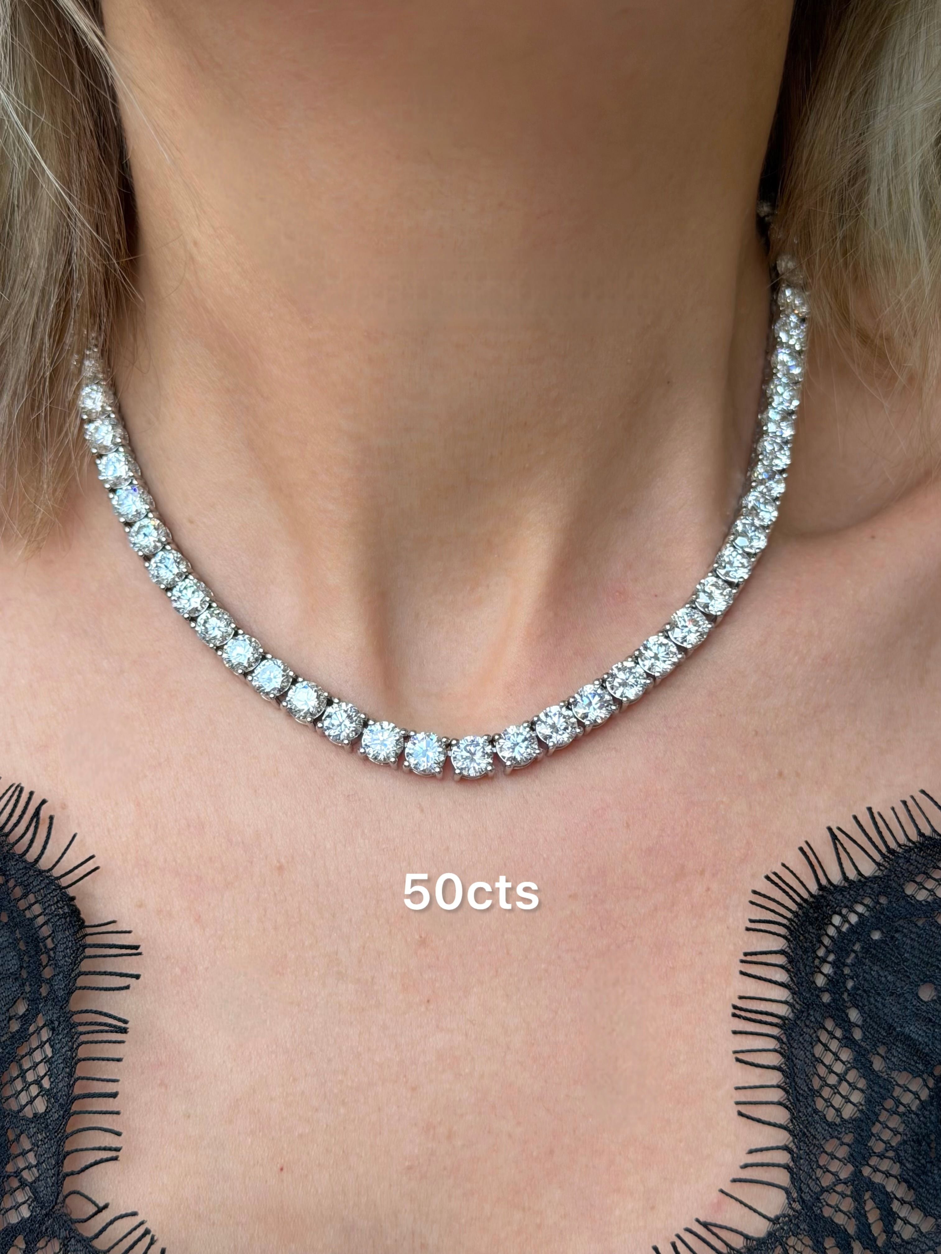 Lab Grown Round Diamond Tennis Necklace