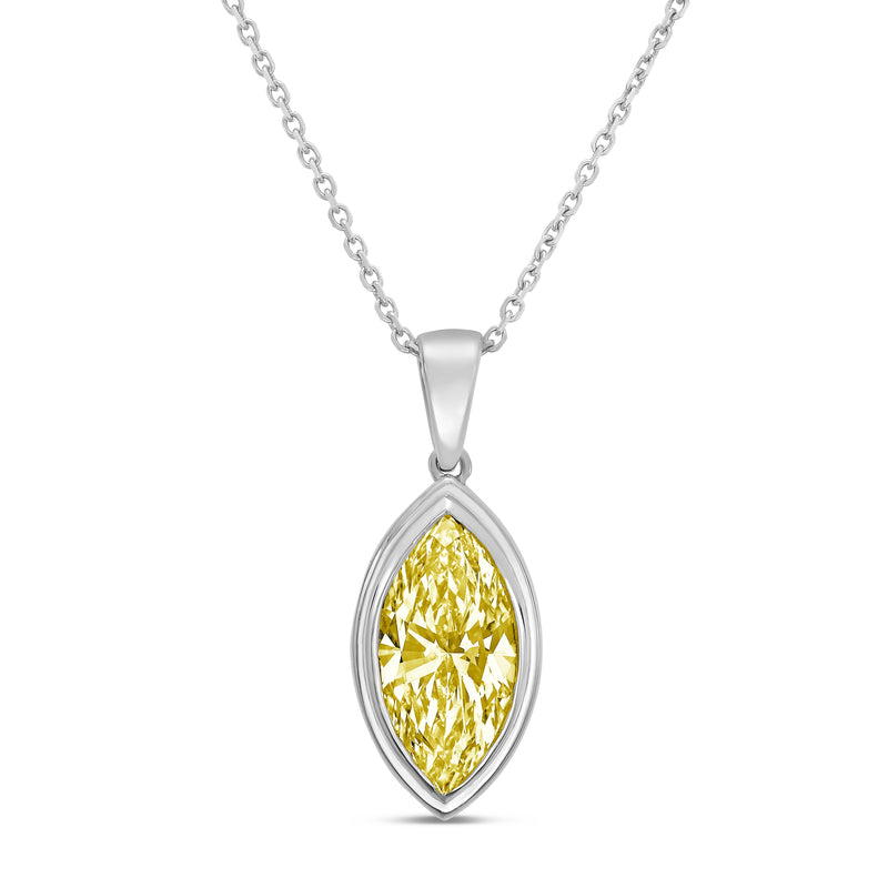 Lab-Grown Yellow Marquise Diamond Bezel Pendant With Bail, 14K Gold