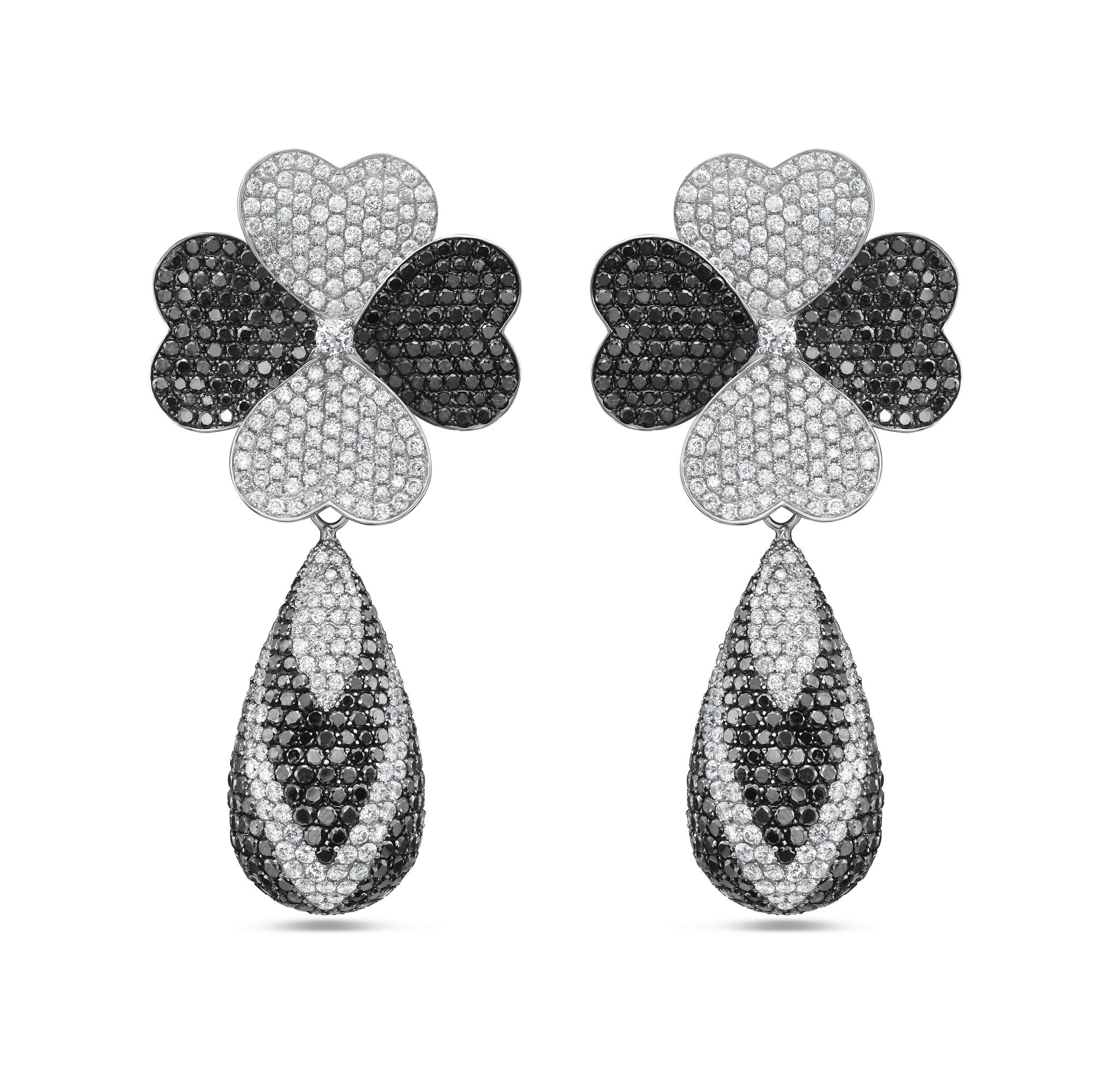 Black & White Diamond Floral Drops