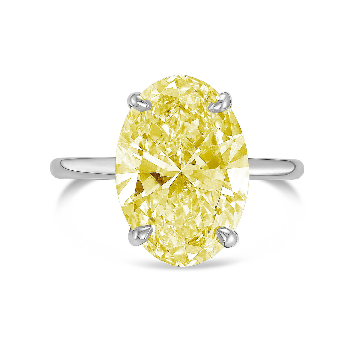 Lab-Grown Yellow Oval Diamond Solitaire Engagement Ring, 14K Gold