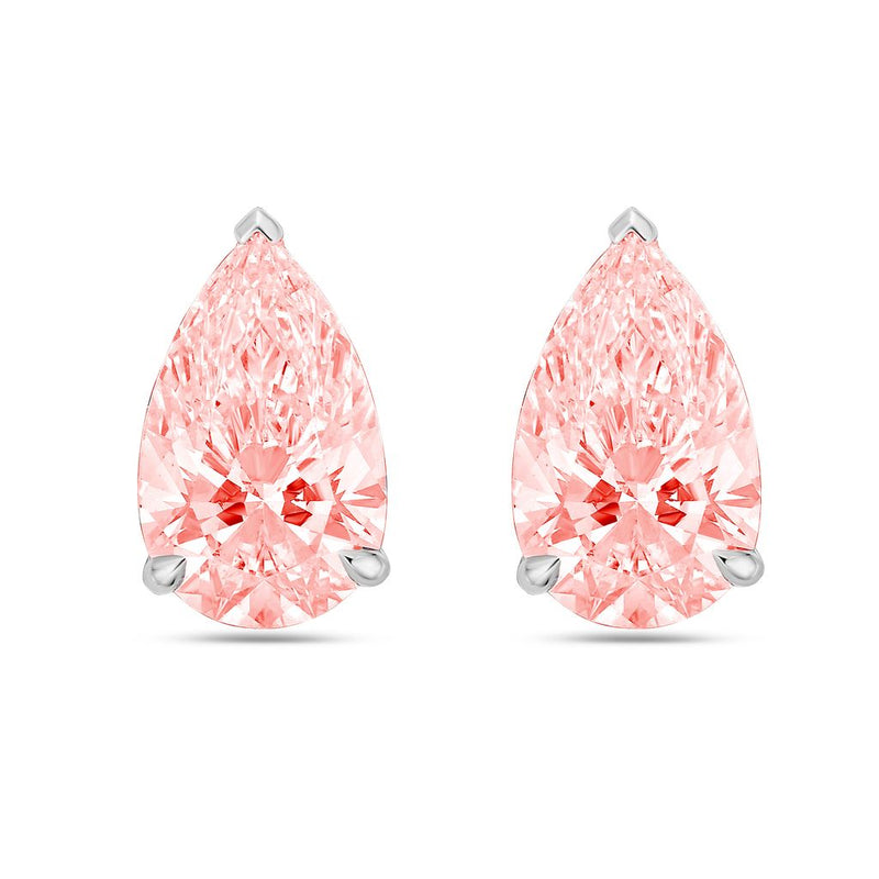 Lab-Grown Pink Pear Diamond Stud Earrings, 14K Gold