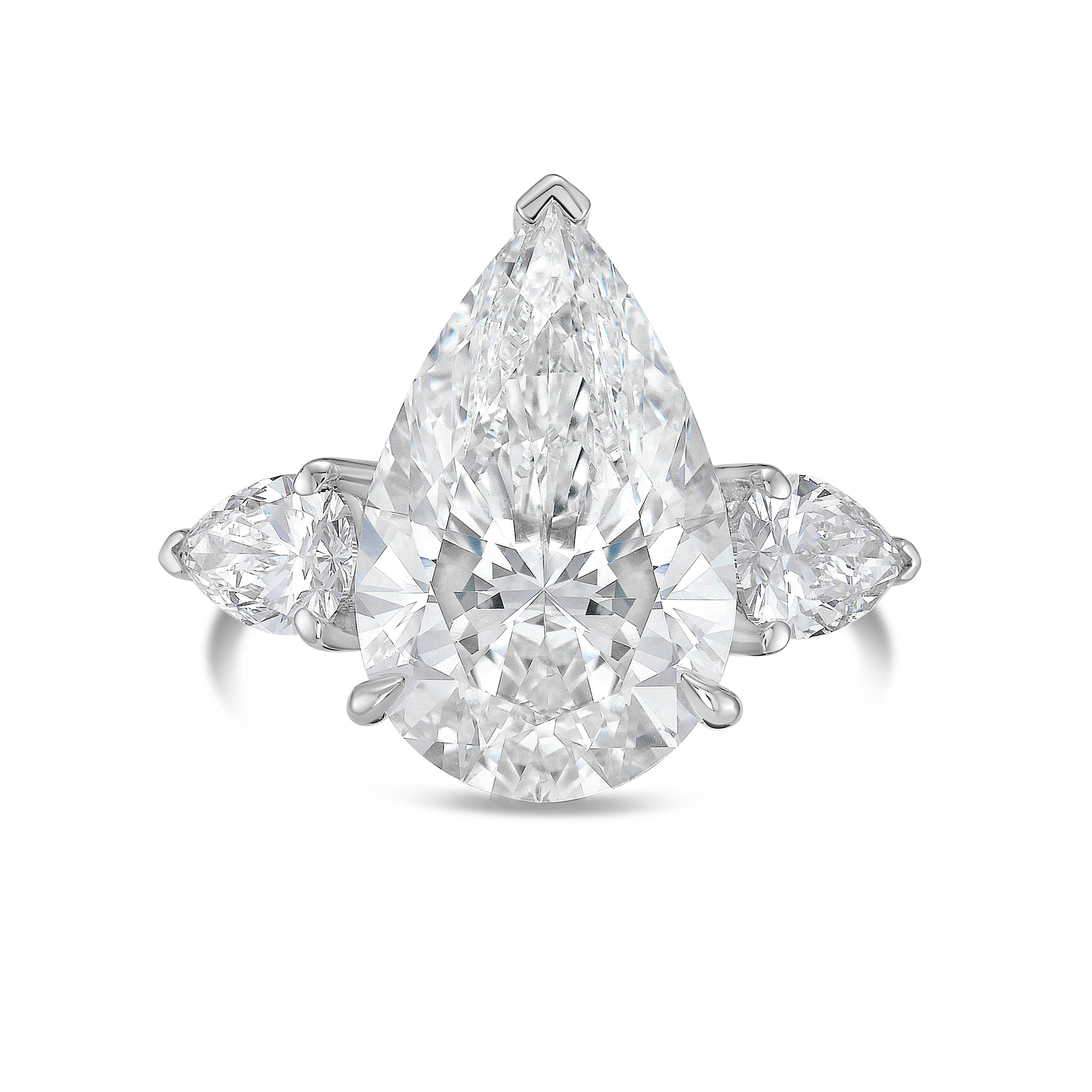 Lab Grown Triple Pear Cut Diamond Engagement Ring