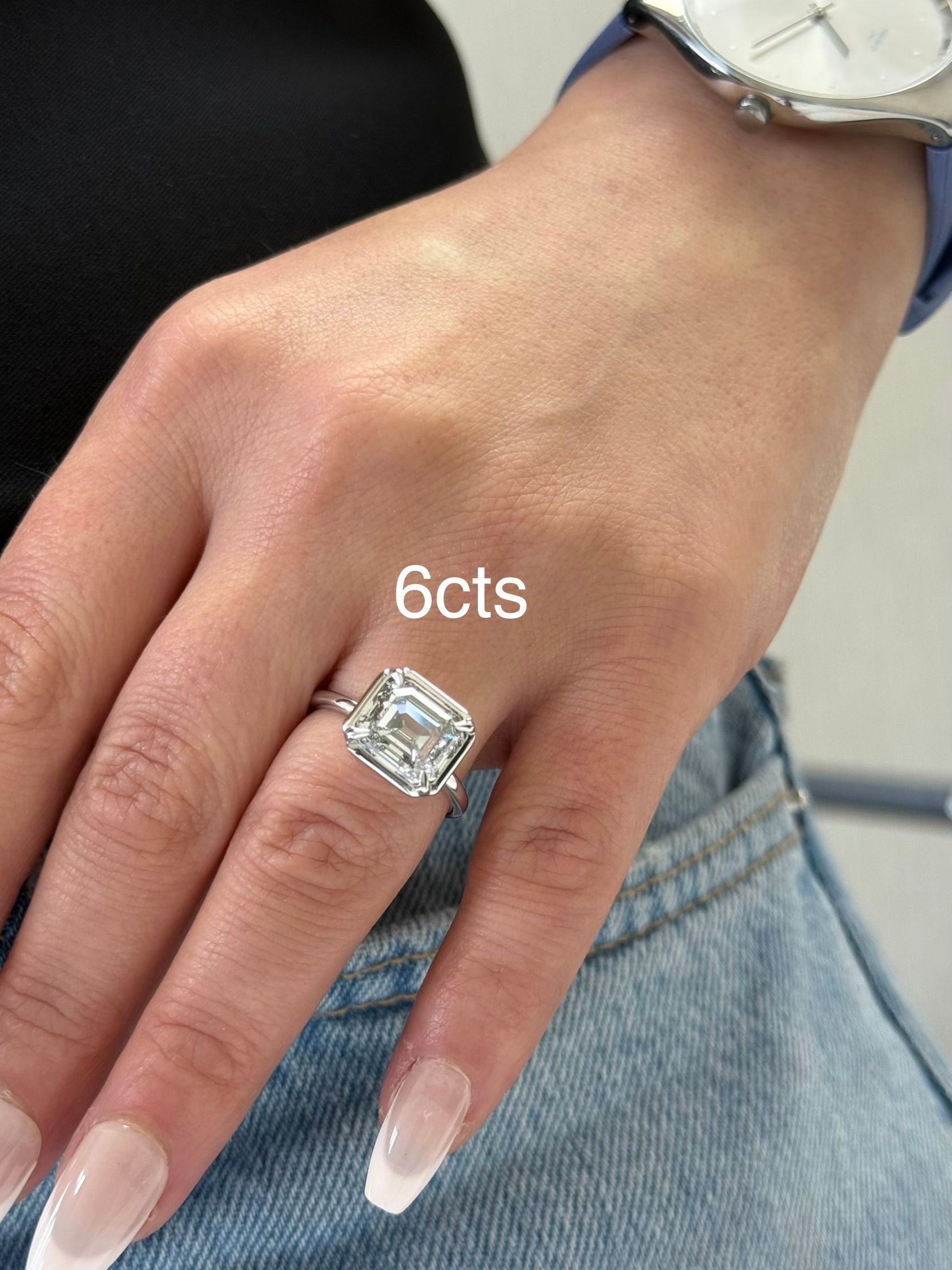 Lab Grown Asscher Diamond Bezel Ring
