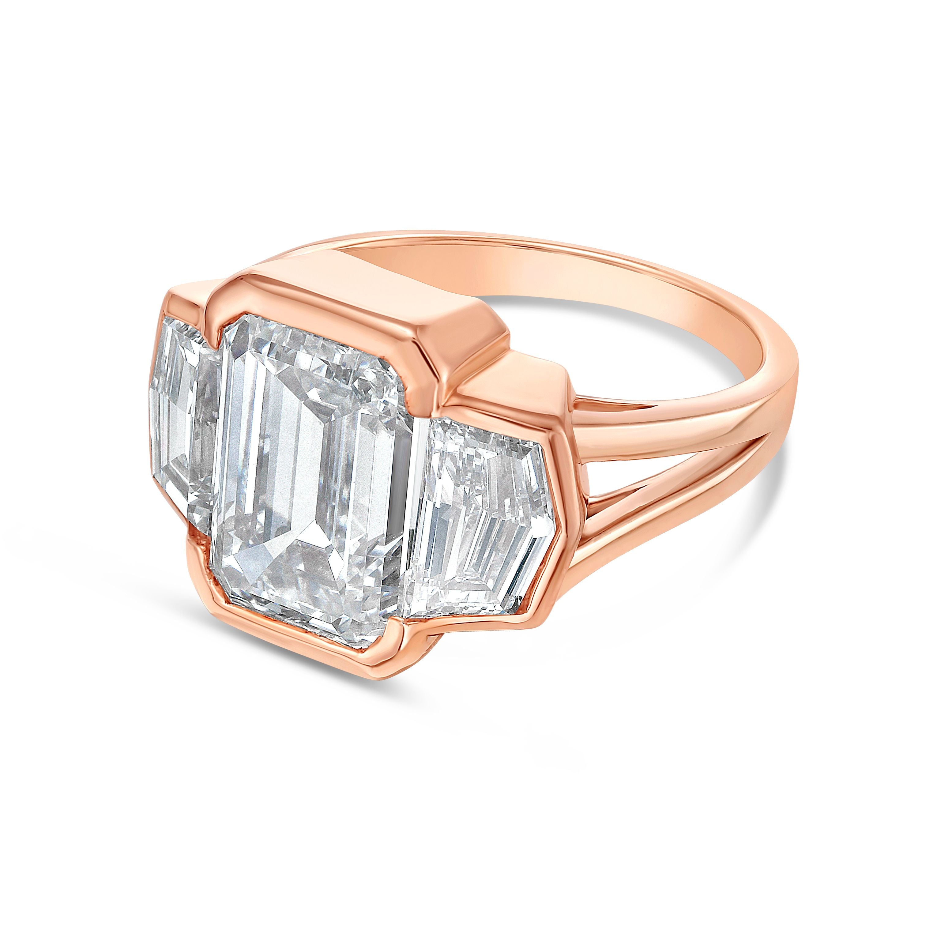 Lab-Grown Emerald Cut Bezel Ring with Cadilac