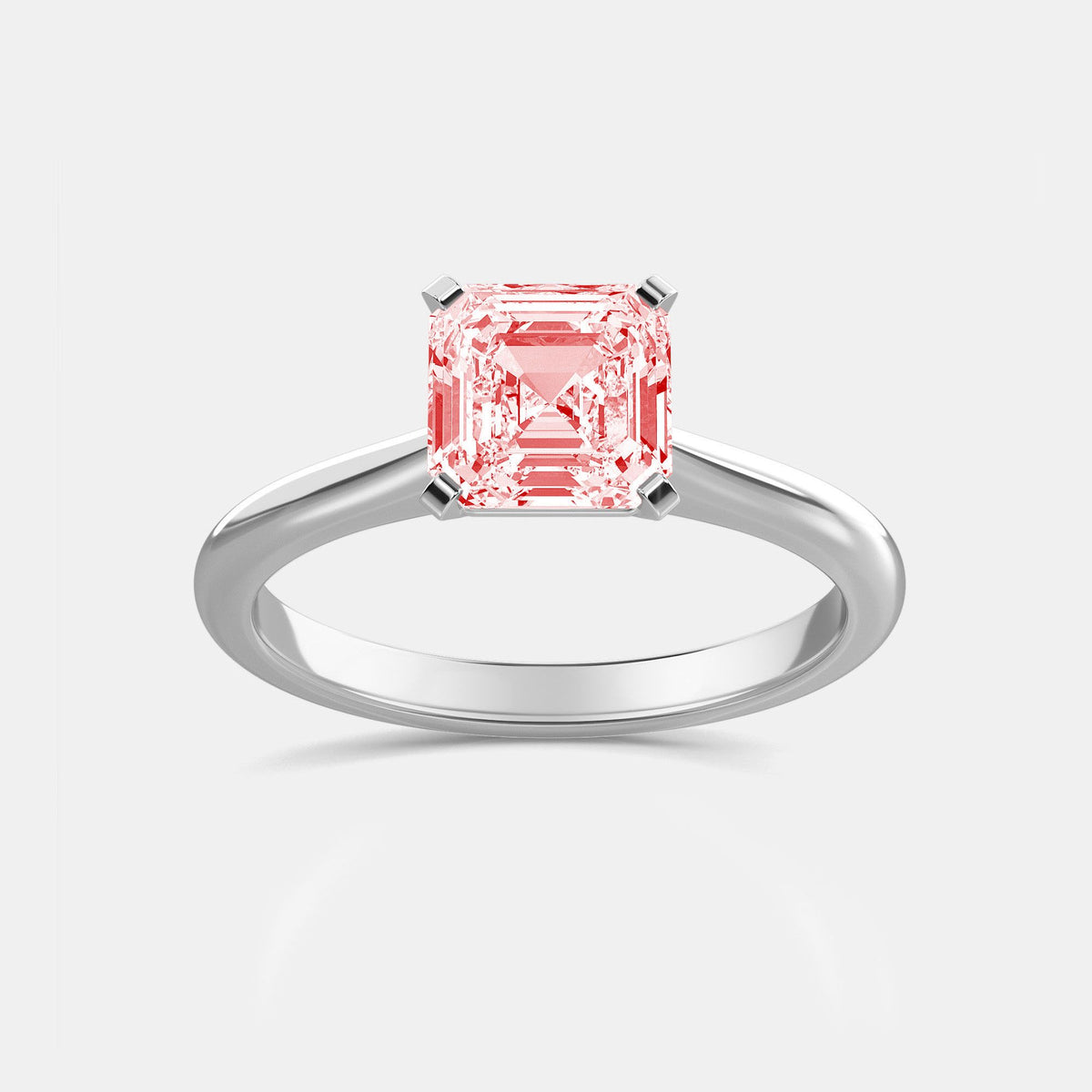 Lab-Grown Pink Asscher-Cut Solitaire Diamond Engagement Ring, 14K Gold