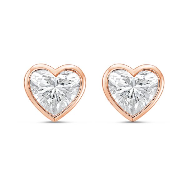 Lab Grown Heart Bezel Studs