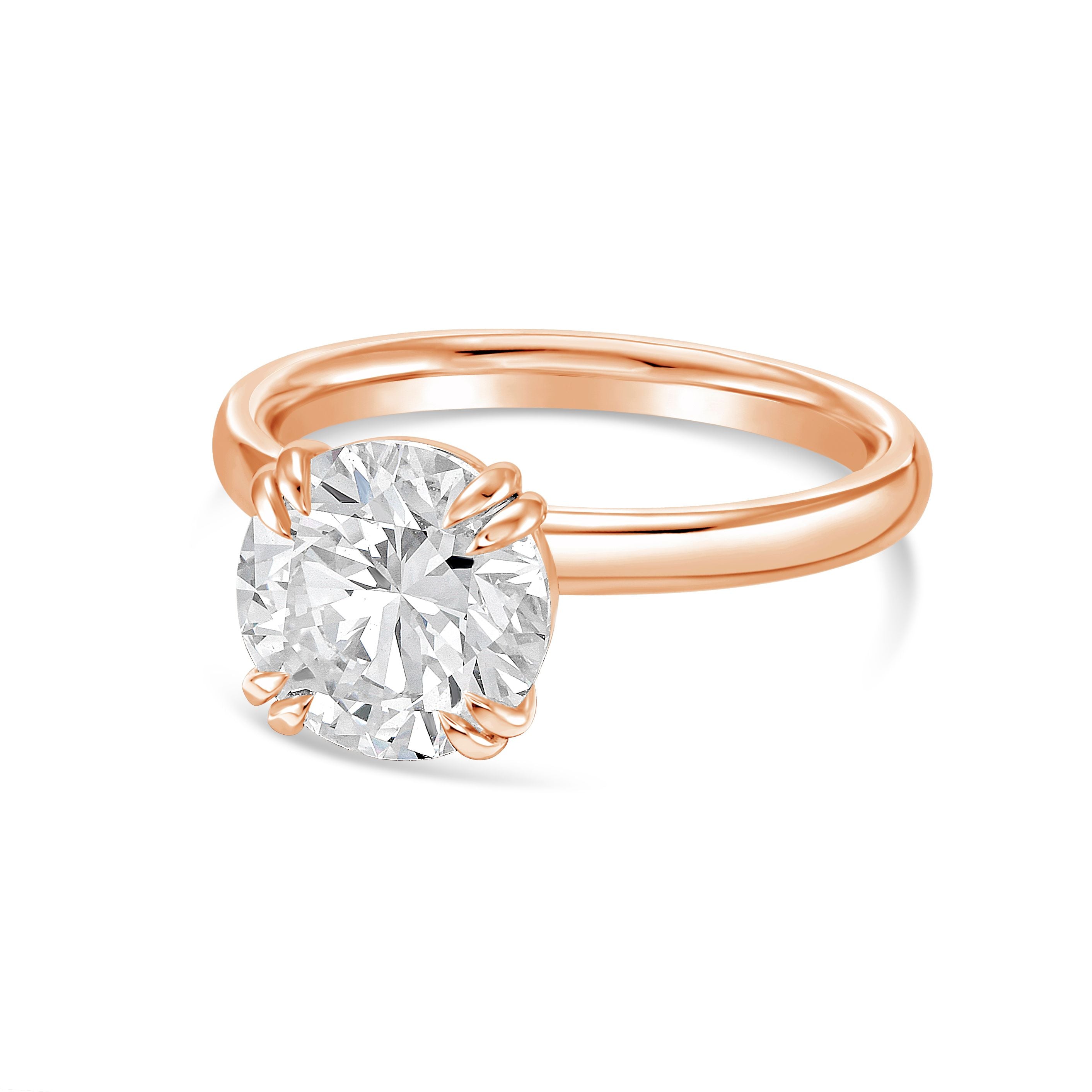 Lab Grown Round Solitaire Split Claw Engagement Ring