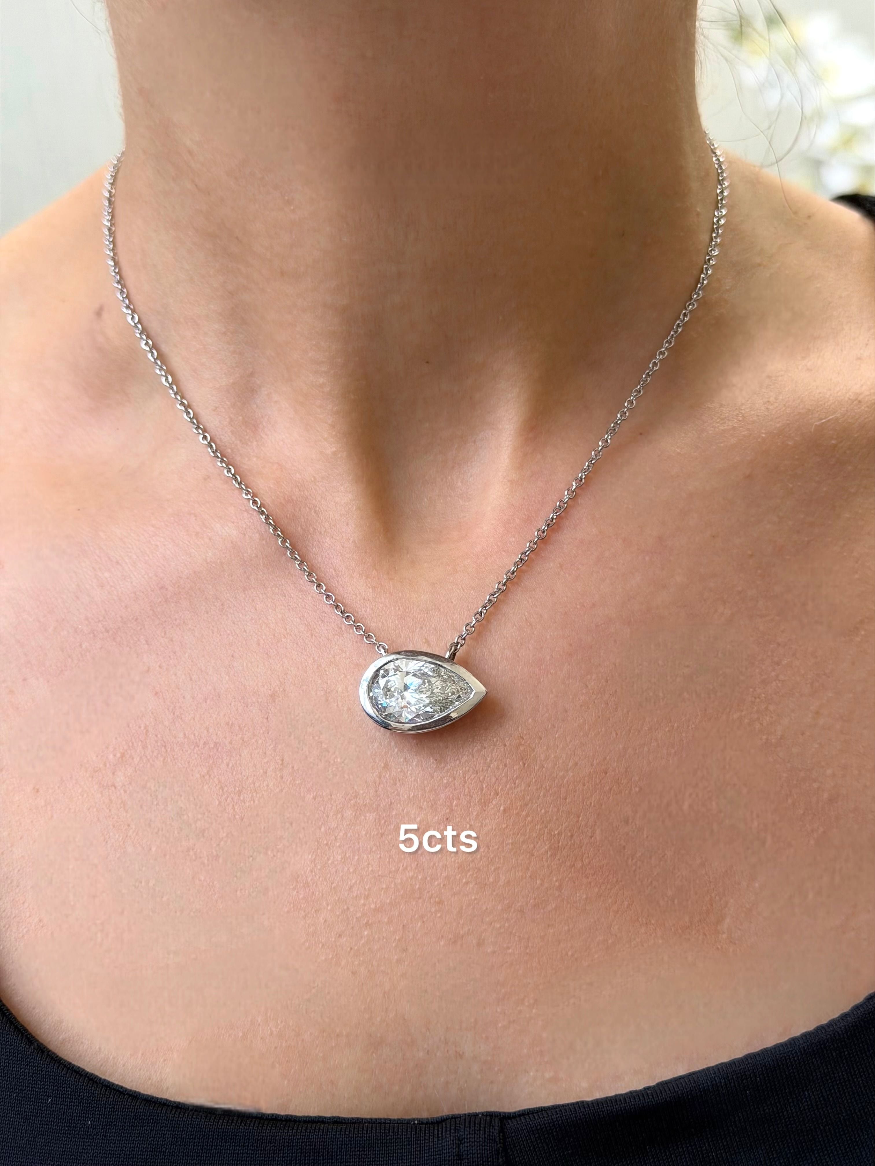Lab Grown Pear Diamond Bezel Pendant