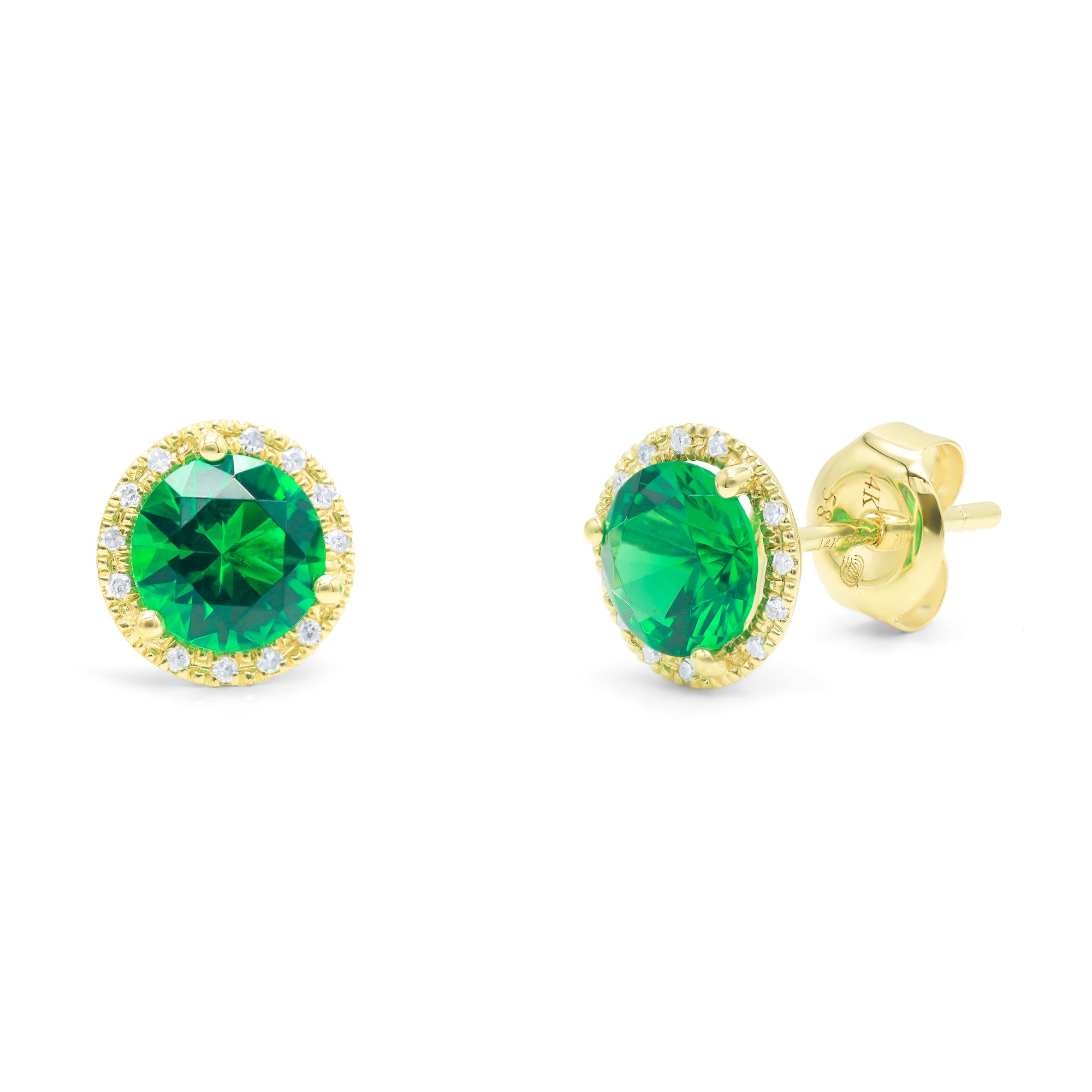 Gemstone Diamond Halo Stud Earrings