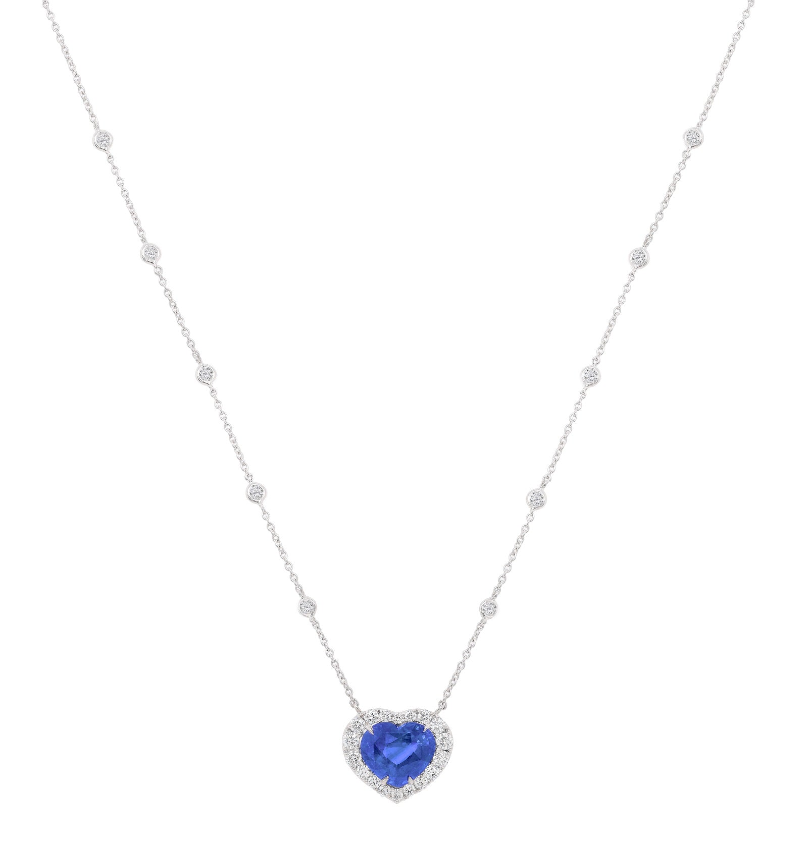 Heart Sapphire Diamond Pendant