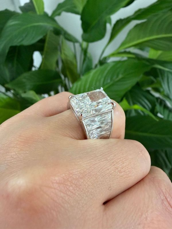 Lab Grown Radiant Ring with Radiant Trapezoids