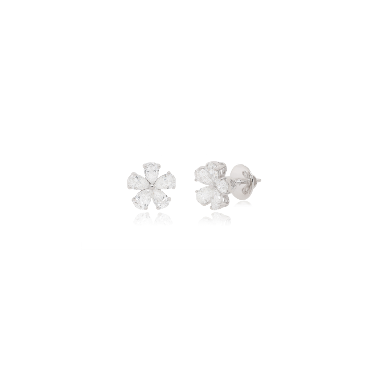 Diamond Flower Stud Earring